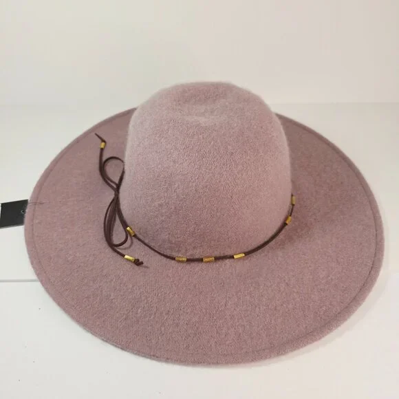 Blush Pink Wide Brim Wool Felt Hat | Boho Rancher Style by myBasic - Picture 5 of 7